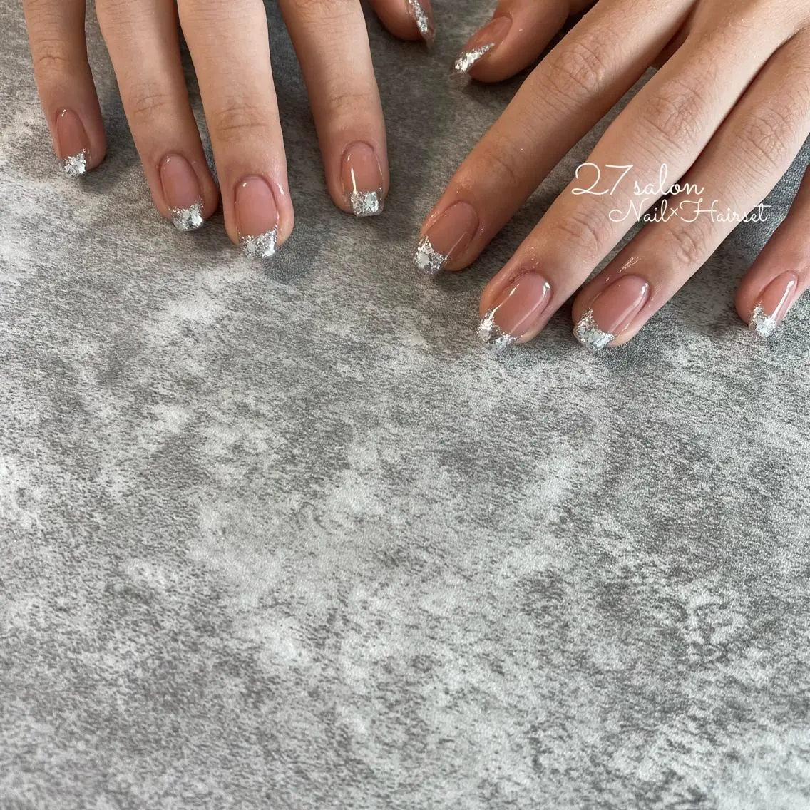 ネイル フレンチネイル ガラスフレンチ 27salon yuinaのネイルデザイン