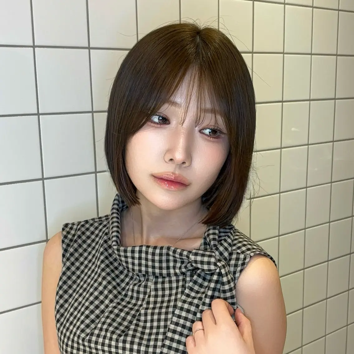 ミディアム カラー ヘアアレンジ ベージュカラー 透明感カラー ボブ 韓国風ヘア ワンホンヘア カット ヘアカラー トリートメント 韓国ヘア/ロー レイヤー/Rumiのヘアスタイル
