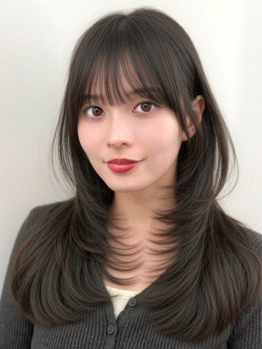 セミロング カラー 透明感カラー グレージュ カット ヘアカラー トリートメント 透明感カラー🩶 ×小顔カット難波のヘアスタイル