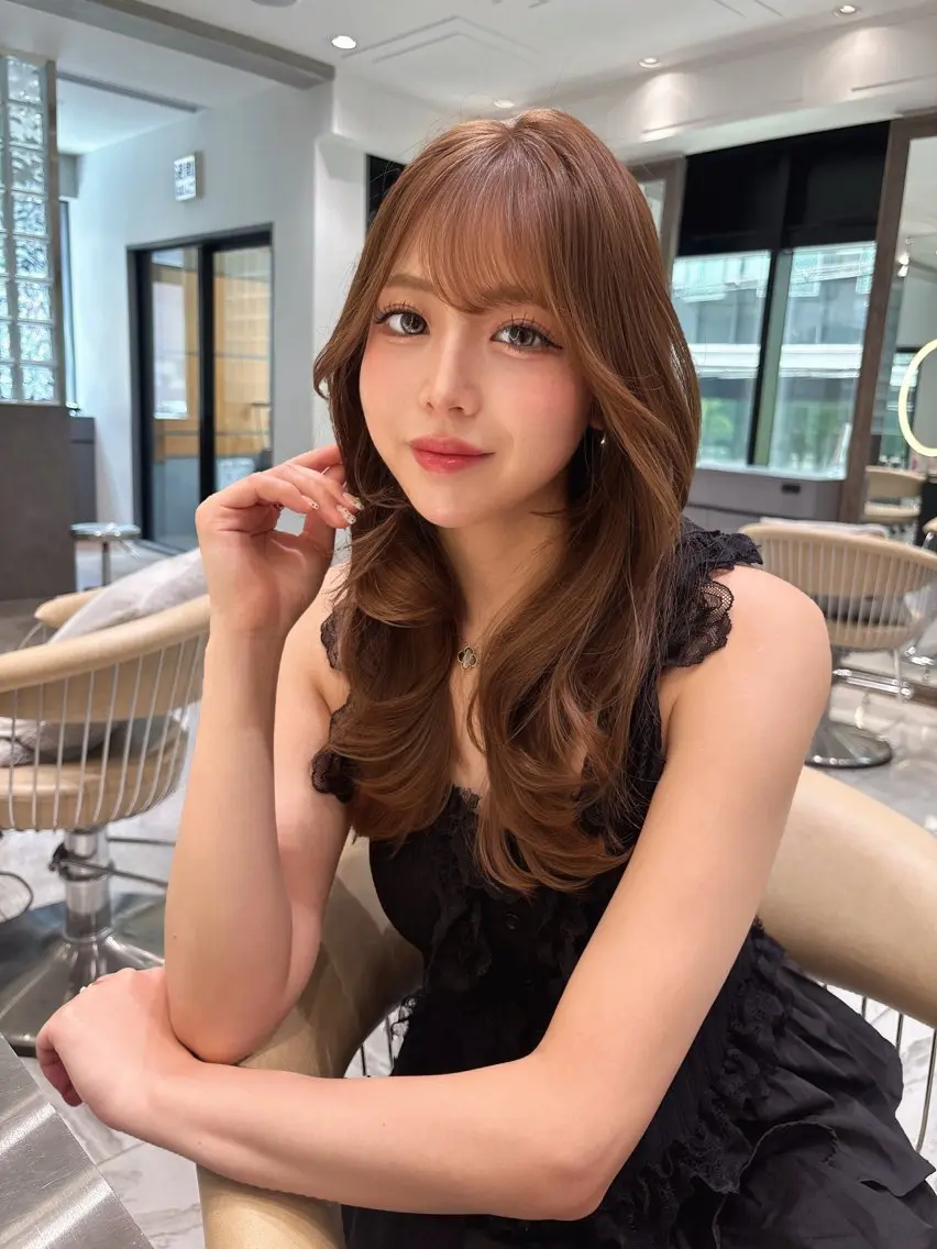 セミロング カラー 顔周りカット カット ヘアカラー トリートメント 透明感Wカラー 髪質改善/AYARIのヘアスタイル