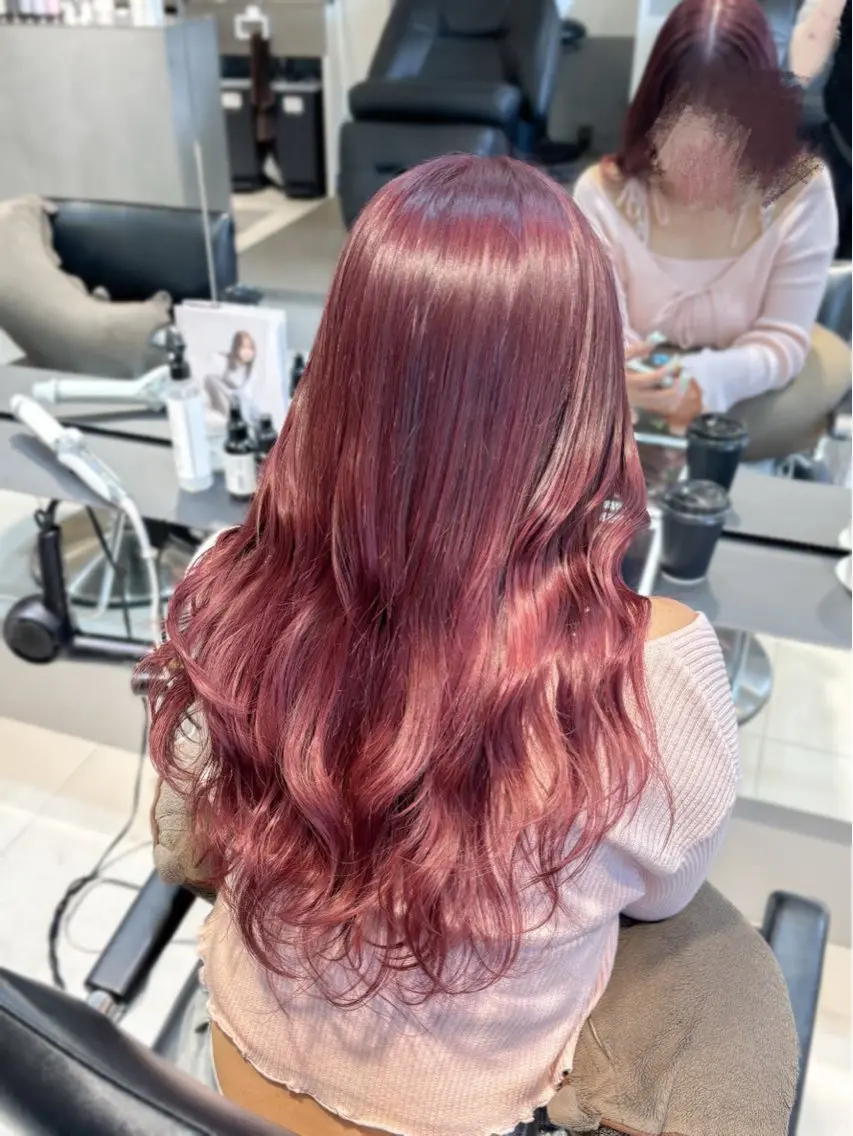 ロング カラー ブリーチ ピンクカラー ヘアカラー トリートメント 柔らかgirly/ レイヤー/yuiのヘアスタイル
