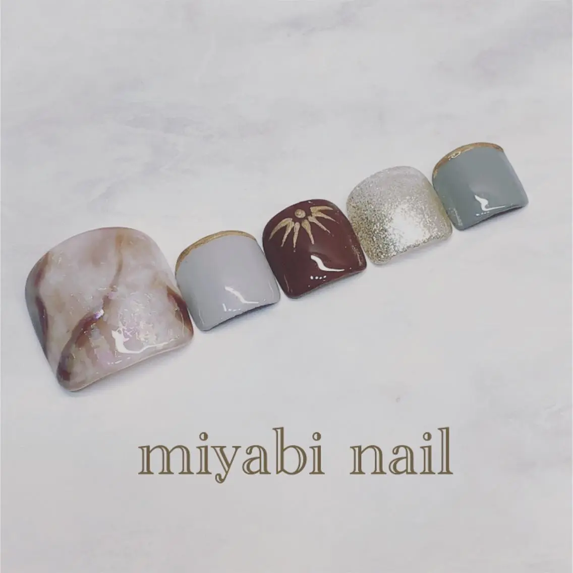 ネイル アートネイル フットネイル 大理石ネイル(マーブル) 持ち込み miyabi nail 桂川駅近くのネイルデザイン