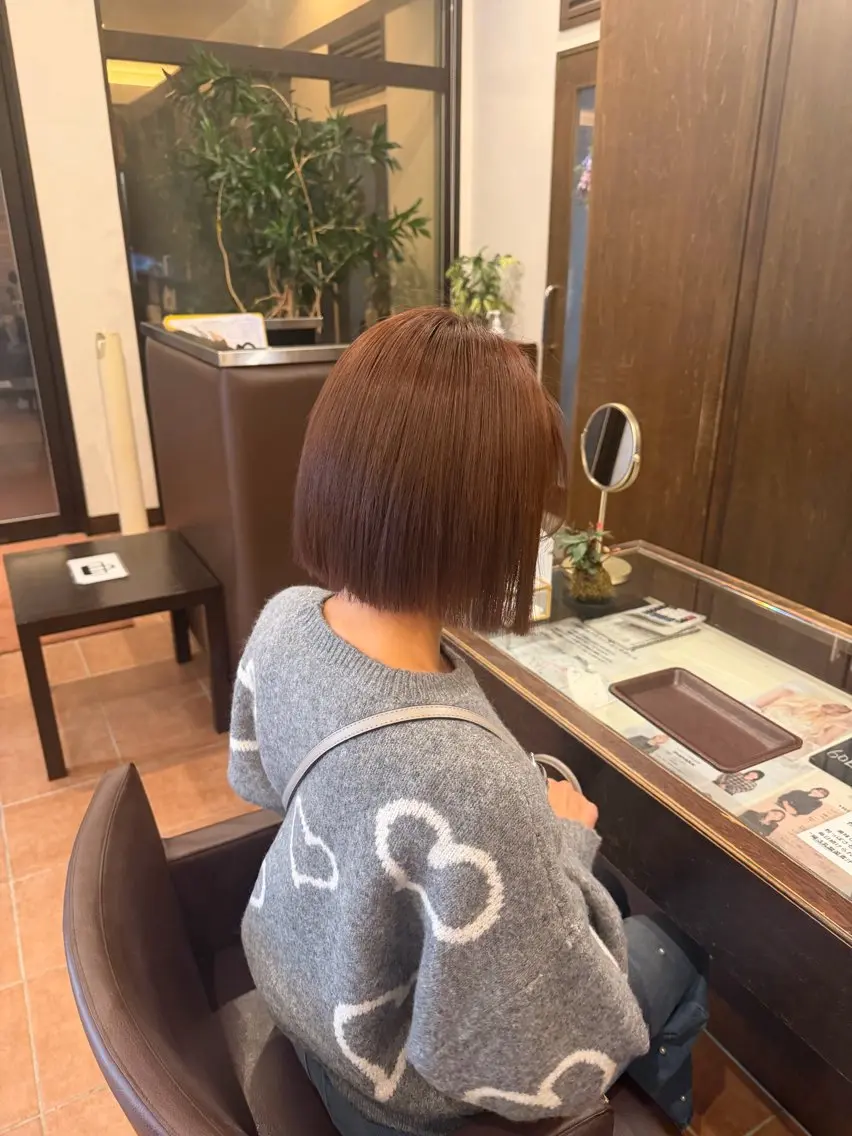 カラー ブラウンカラー ピンクカラー ボブ 和田 楓のヘアスタイル
