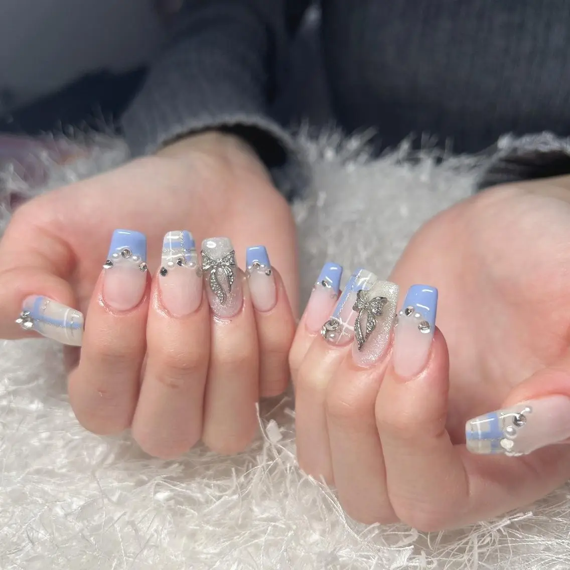 ネイル 長さ出し フレンチネイル ジェルネイル グラデーション 韓国ネイル ハンドネイル Nail&eye Belire 新宿のネイルデザイン