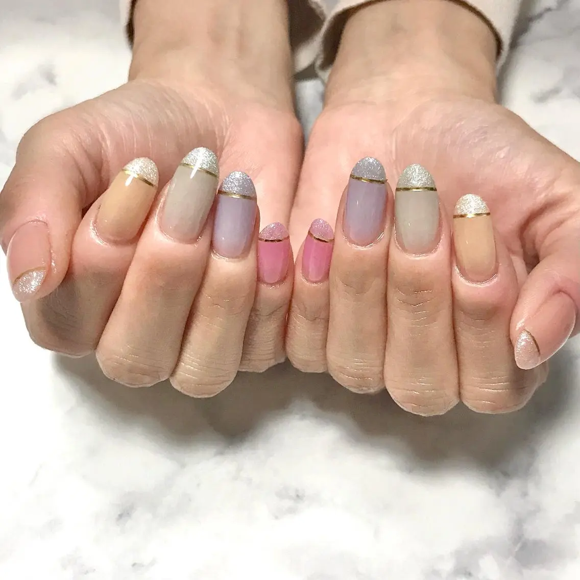 ネイル ラメ(グリッター) ワンカラーネイル ステラ marikominoのネイルデザイン