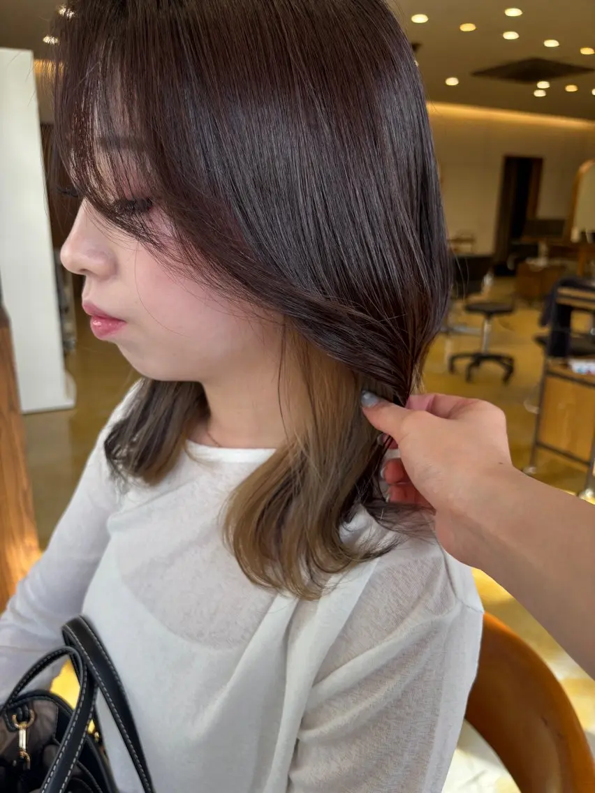 カラー イヤリングカラー カノエ下関熊野店 /スタッフモデルのヘアスタイル
