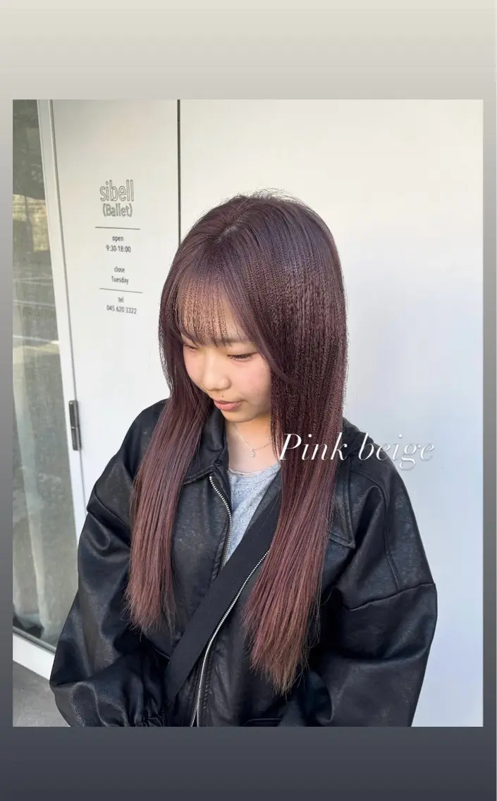 ロング カラー ベージュカラー ブリーチ ラベンダーカラー ピンクカラー ピンクベージュ 【ヤマザキアヤメ】 艶カラー/縮毛矯正のヘアスタイル