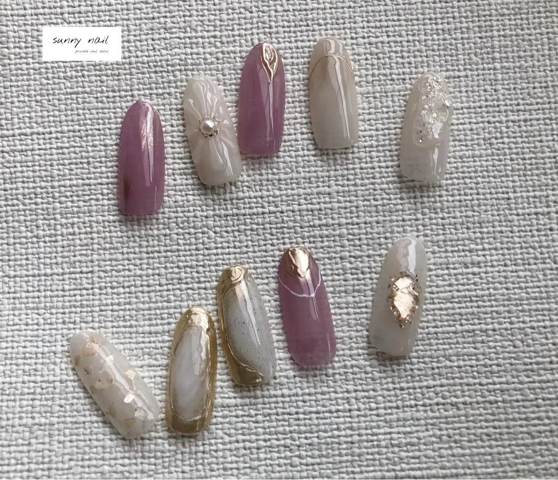 ネイル アートネイル カジュアル フラワーネイル ジェルネイル ミラーネイル sunny nailのネイルデザイン