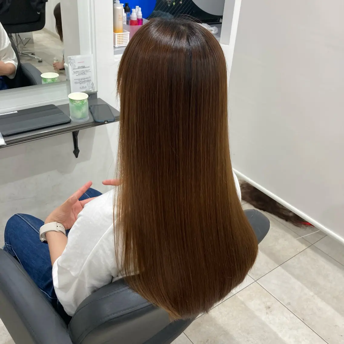 ロング パーマ 縮毛矯正 ピンクカラー🎀 米津 美佑のヘアスタイル