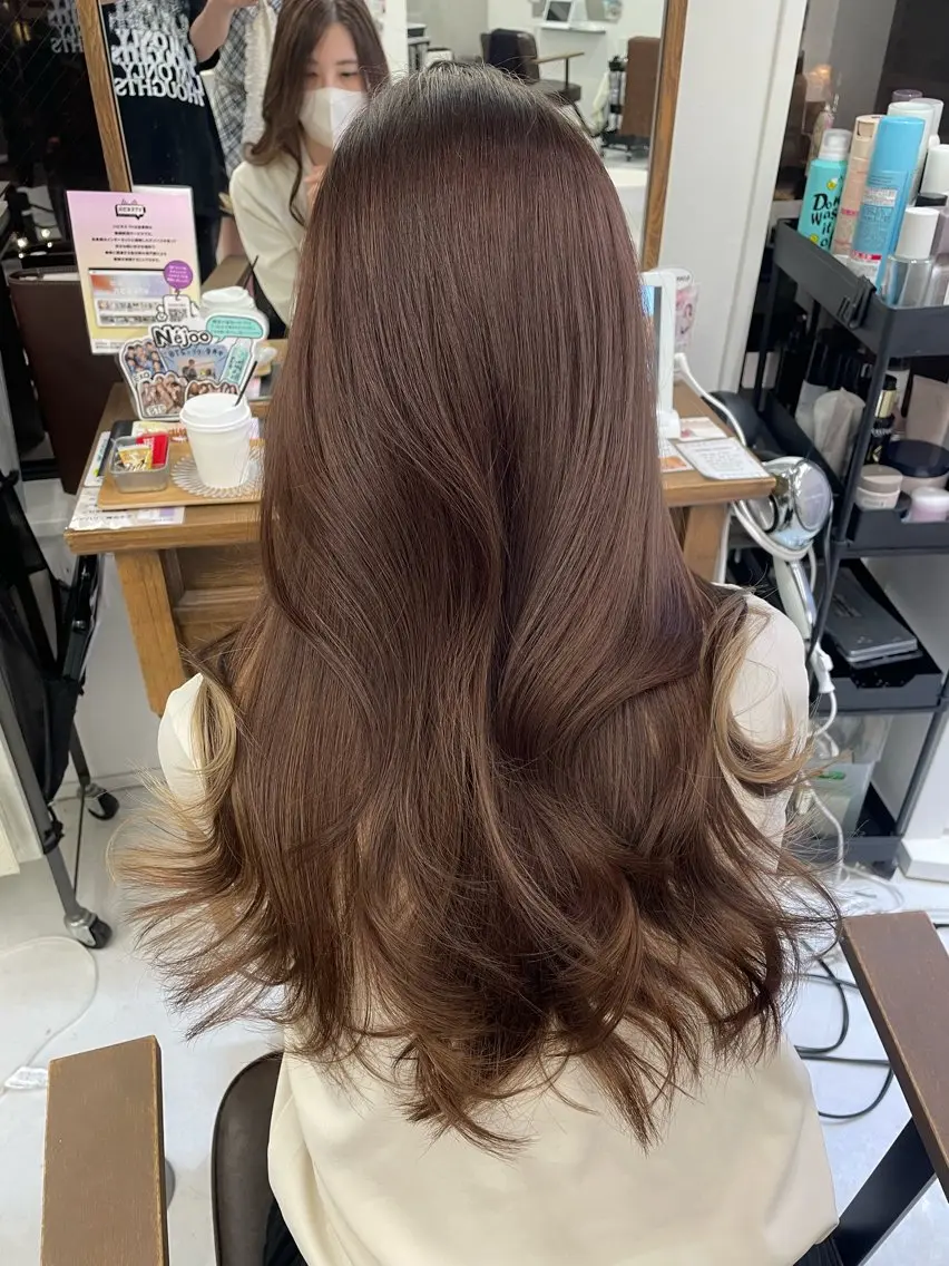 ロング カラー 🍒ベージュ/ピンク ベージュ🍒なつきのヘアスタイル