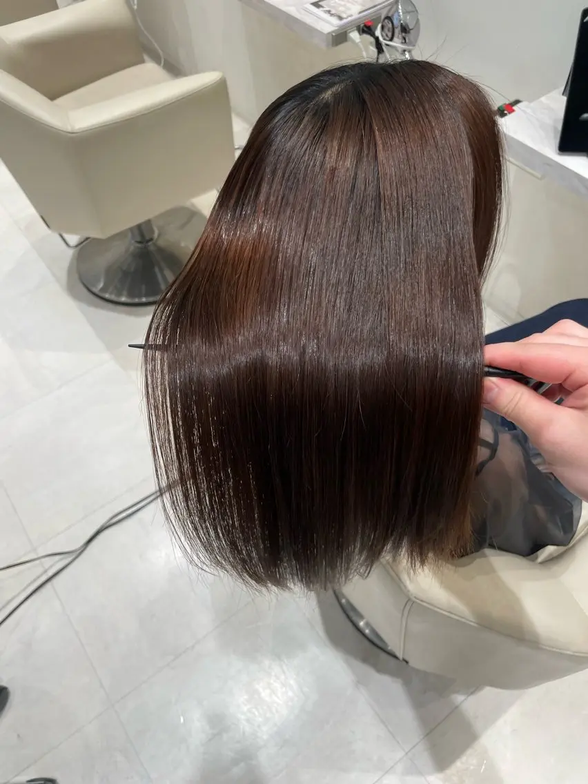 ロング パーマ カット 縮毛矯正 トリートメント k-twoたき✨艶感 カラー/美髪矯正のヘアスタイル