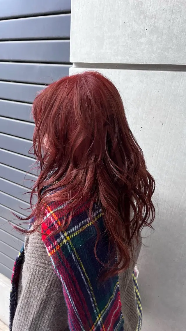 ロング カラー ブリーチ ハイトーンカラー オレンジ オレンジレッド レッドカラー ヘアカラー 長久手/艶カラー/ ブリーチ/フウカのヘアスタイル