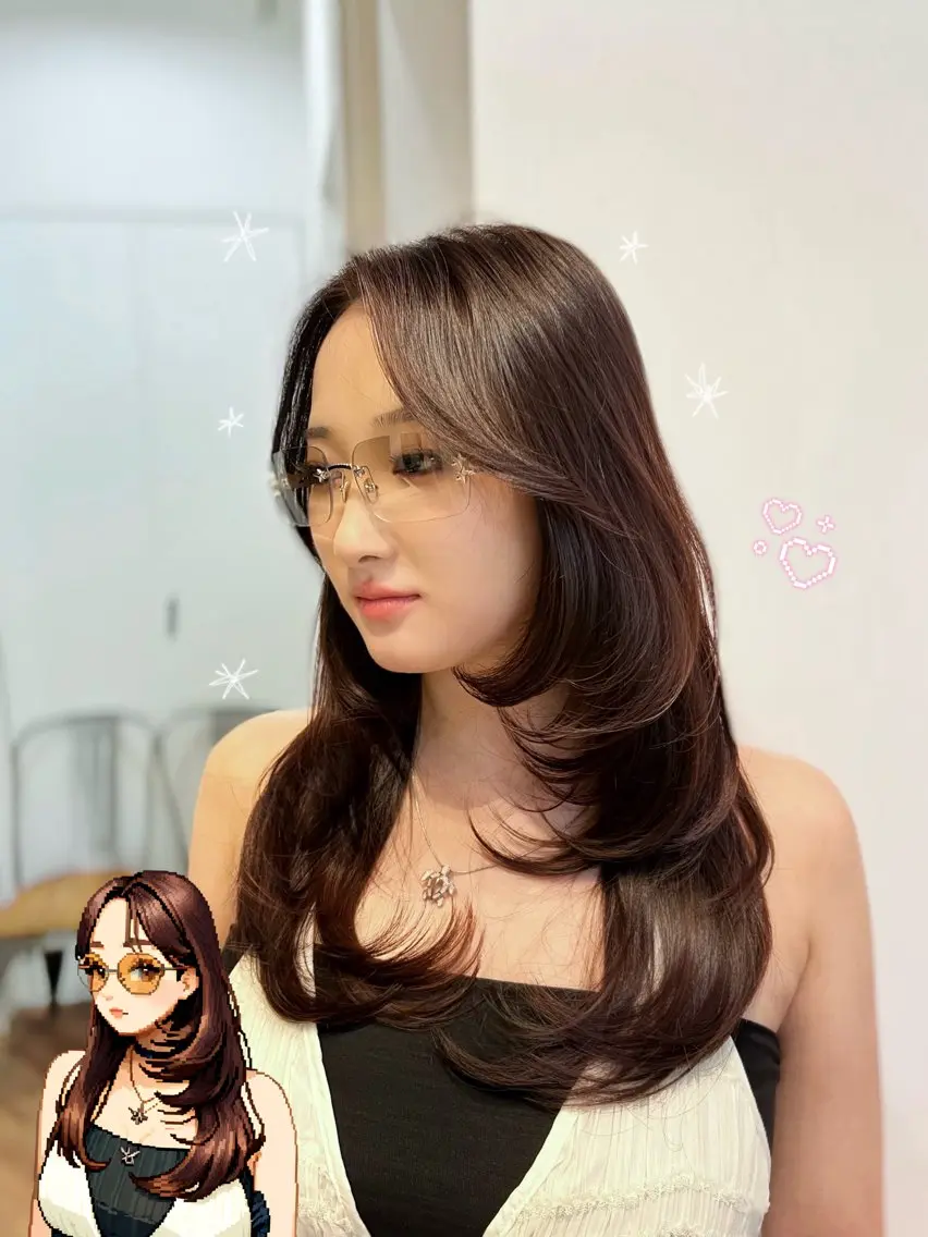ロング カラー ハッシュカット カット ヘアカラー トリートメント 韓・中華美女ヘア 🇰🇷×🇨🇳のヘアスタイル
