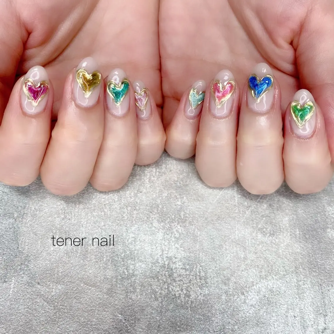 ネイル ハート マグネットネイル ハンドネイル テネルネイル tener nailのネイルデザイン
