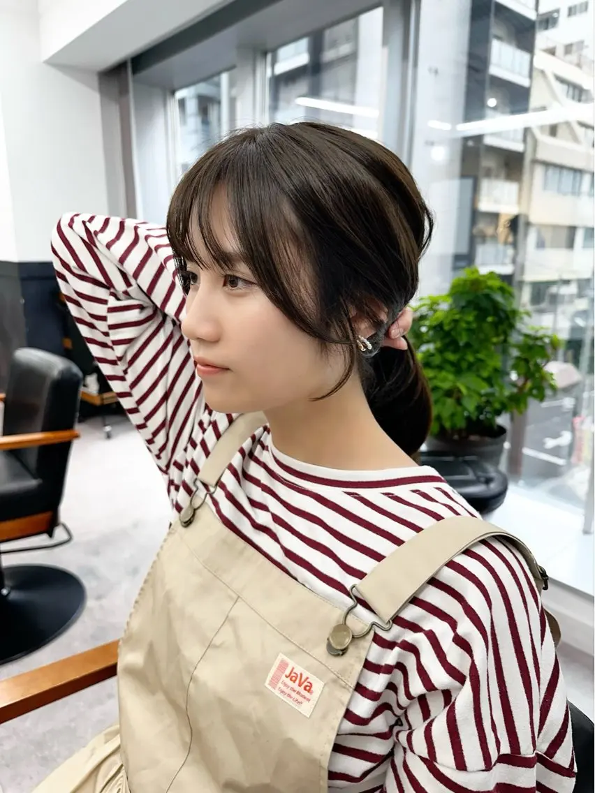 ミディアム カラー パーマ ヘアアレンジ メンズ キッズ レイヤーカット/ 巻ける縮毛矯正のヘアスタイル