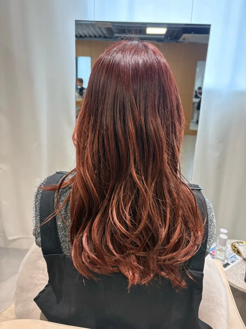カラー 透明感カラー オレンジ 重藤 沙世のヘアスタイル