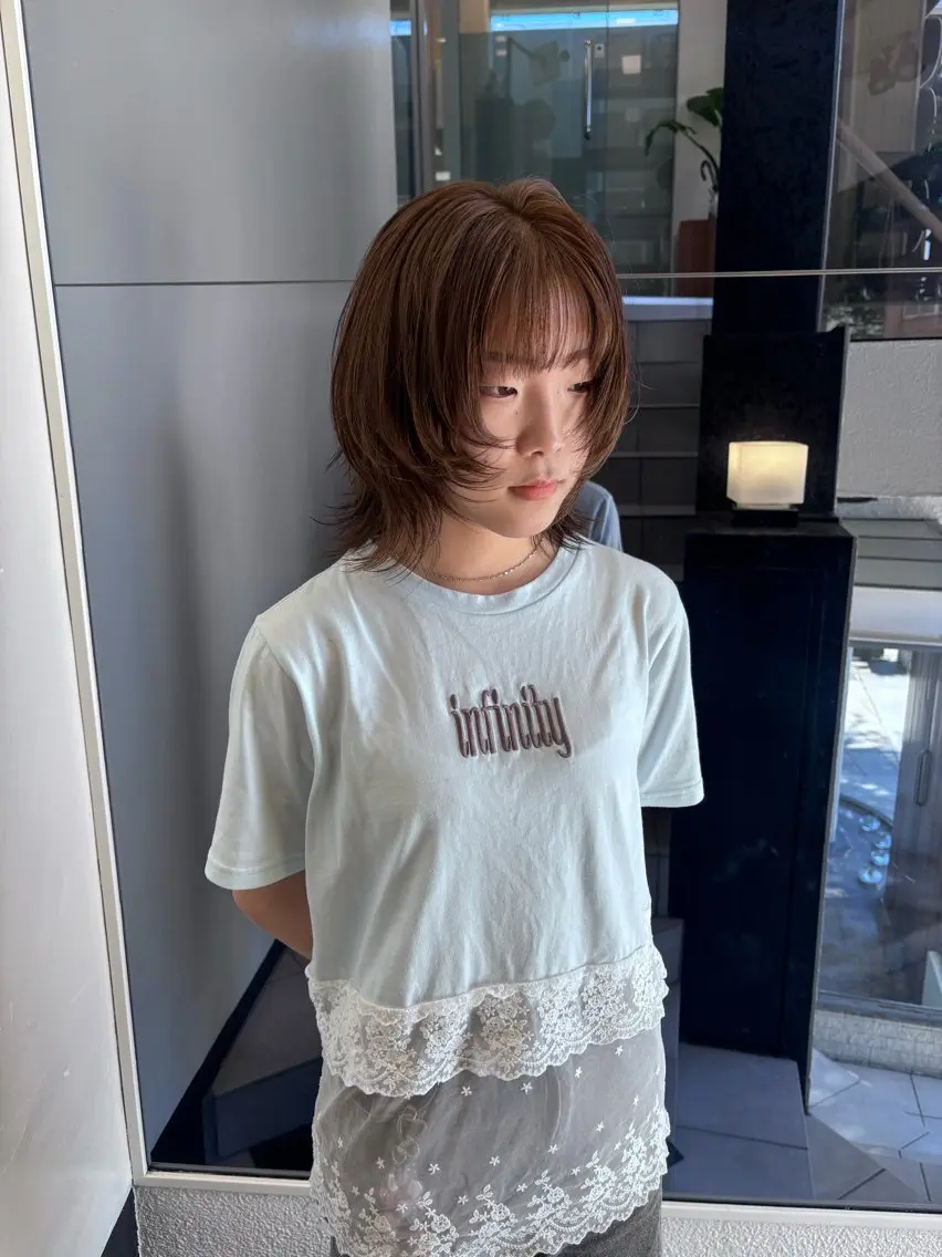 ミディアム カット ヘアカラー トリートメント 竹田 佳奈のヘアスタイル