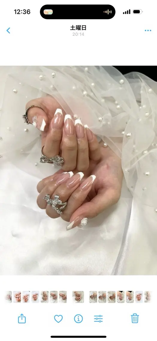 ネイル 長さ出し フレンチネイル ジェルネイル ガラスフレンチ マグネットネイル ハンドネイル Queeens nailのネイルデザイン