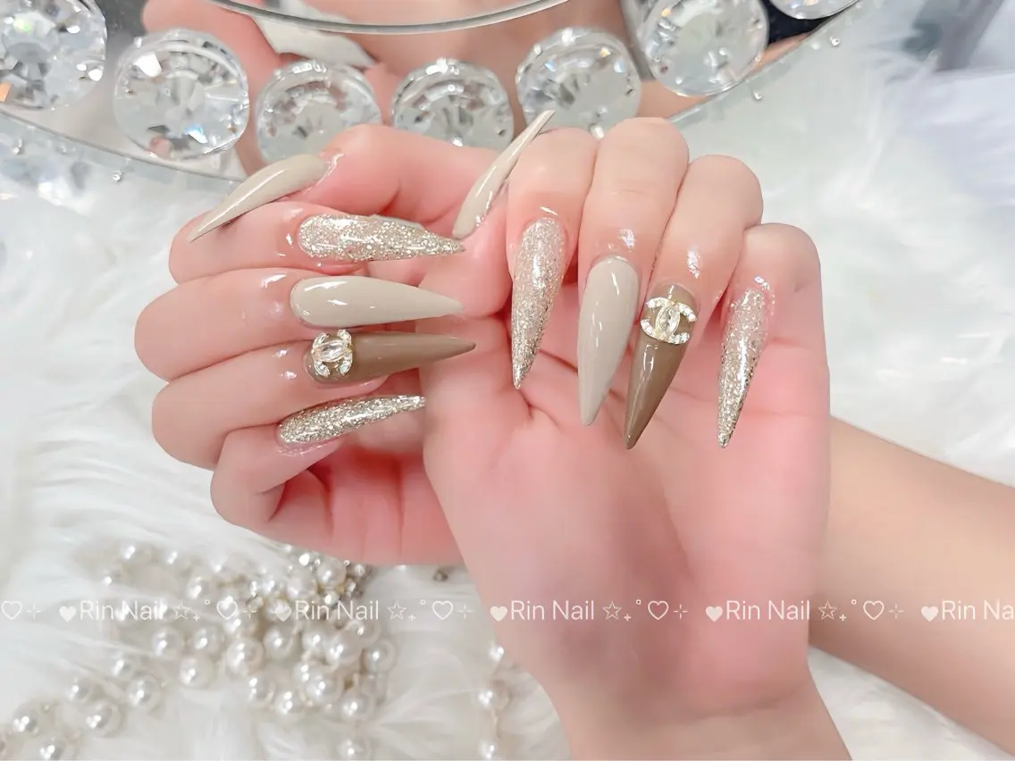 ネイル ブルー ジェルネイル ガーリー グラデーション グリーン ハンドネイル Rin Nail 新大久保店のネイルデザイン
