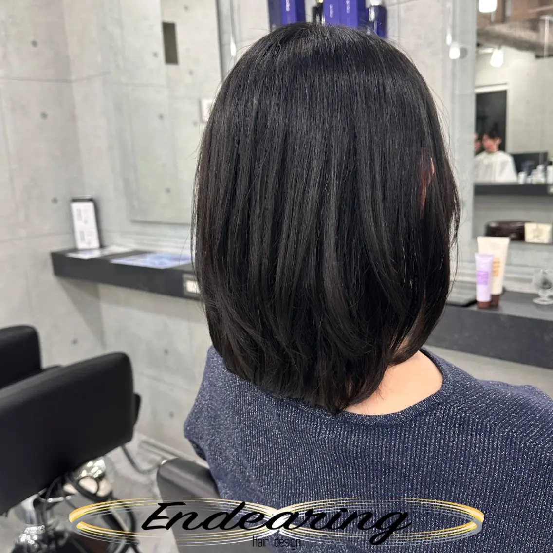 ミディアム ボブ くびれヘア レイヤーカット カット Endearing 銀座/レイヤーカットのヘアスタイル