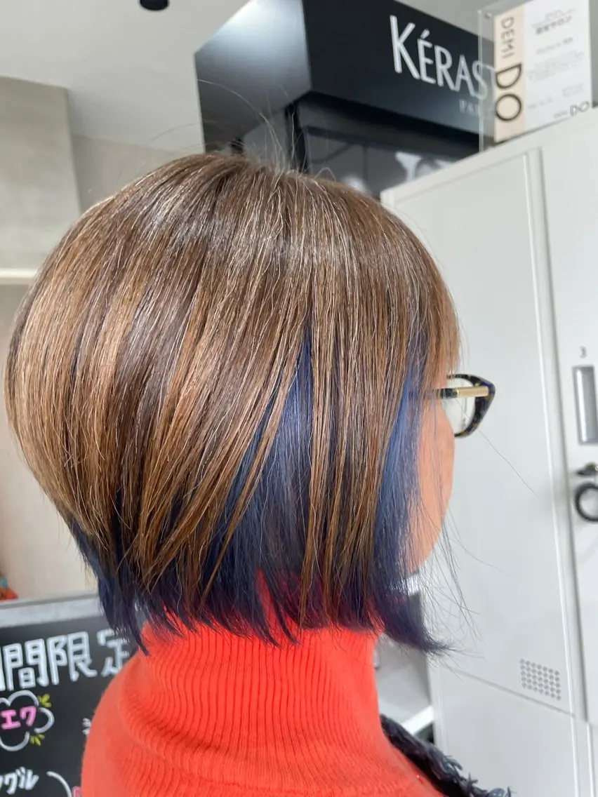 ショート カラー ショートボブ イヤリングカラー インナーカラー ボブ ショートヘア GRANDEUR natsukiのヘアスタイル