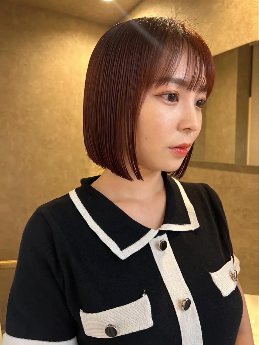ショート カラー レッドカラー 透明感カラー レイヤー/むつきのヘアスタイル