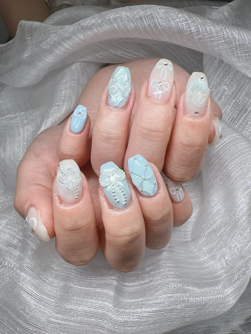 ネイル 長さ出し グラデーション キラキラネイル マグネットネイル ニュアンスネイル ハンドネイル Lee Nails チップ長さだし専門店のネイルデザイン