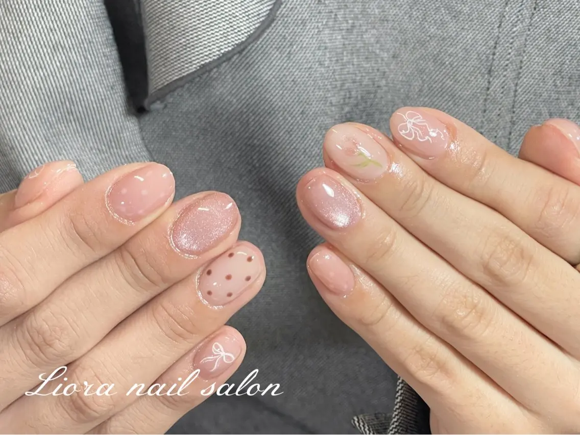 ネイル チークネイル フットネイル フレンチネイル ジェルネイル ガーリー ハンドネイル JUN Lioraネイルのネイルデザイン