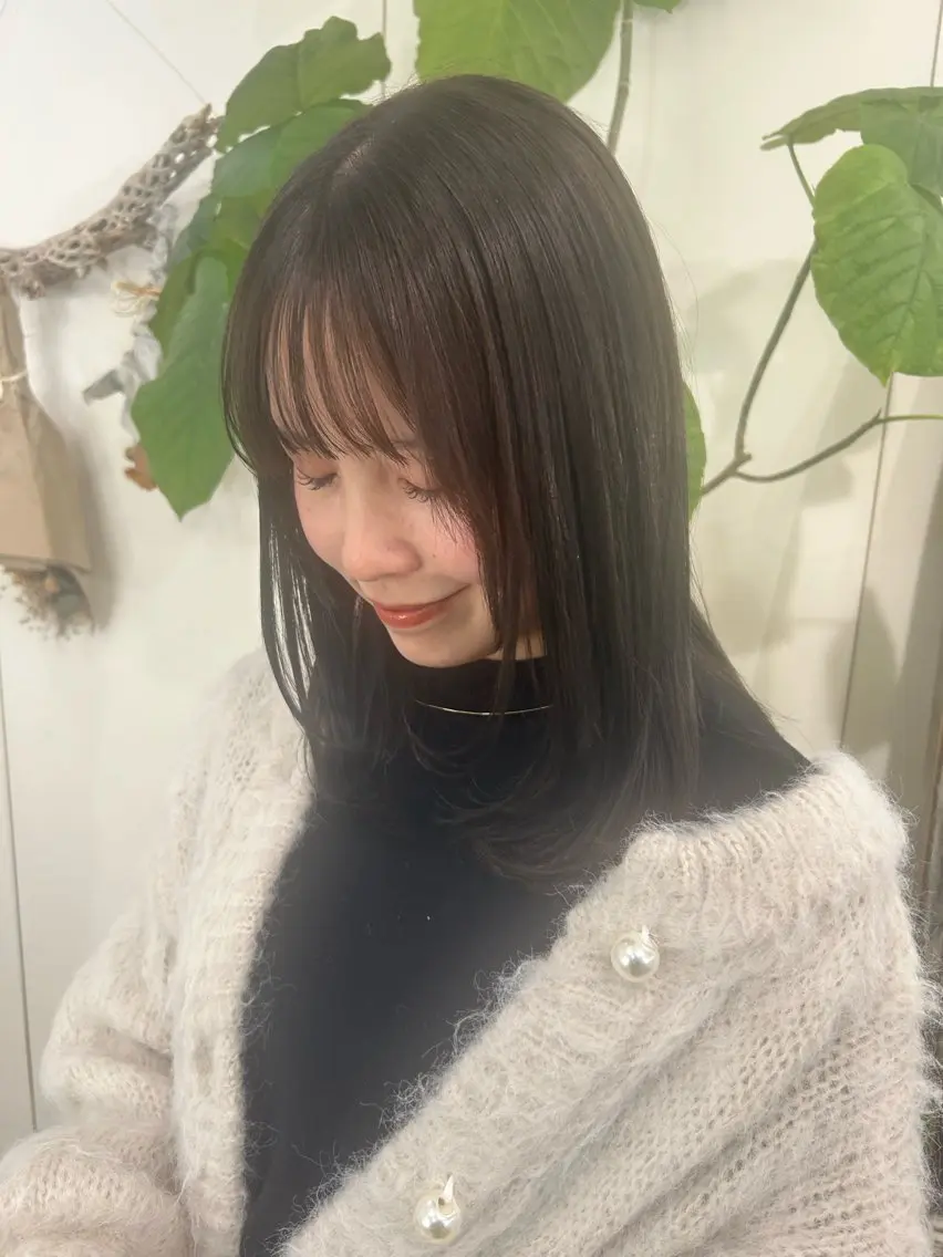 セミロング 顔まわりレイヤー レイヤーカット 小倉/レイヤー/ 顔周りカット/naoのヘアスタイル