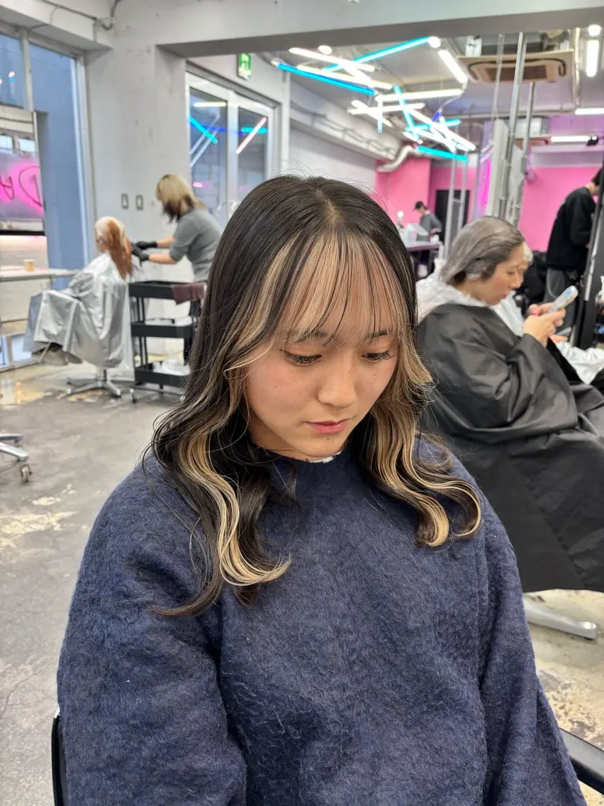 ロング カラー ヘアアレンジ ミストバング  フェイスフレーミング 🎀モテ暖色× エクステ🎀あかりのヘアスタイル