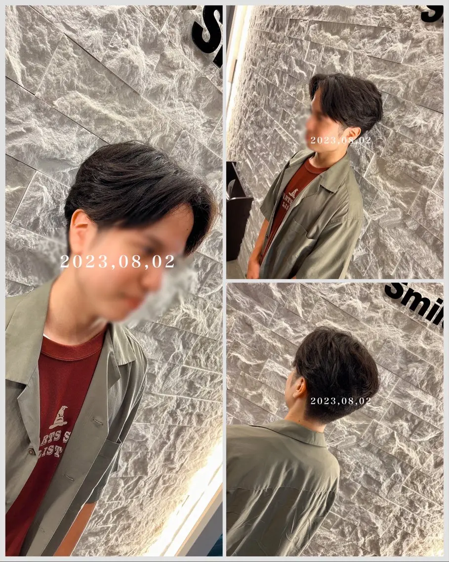 ショート メンズ センターパート 刈り上げ 深野 茜のヘアスタイル