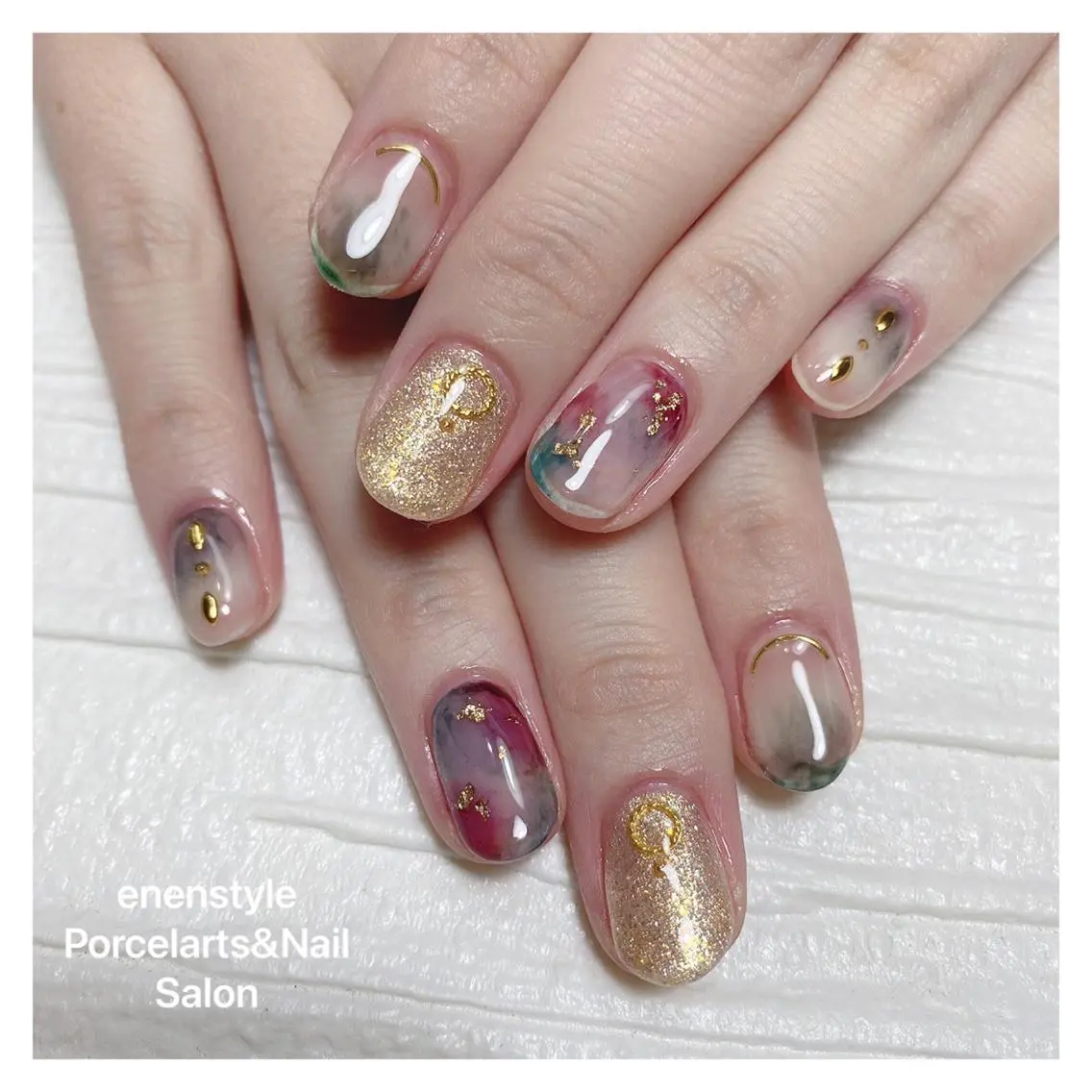 ミディアム ネイル 🐾enen style 🐾のネイルデザイン