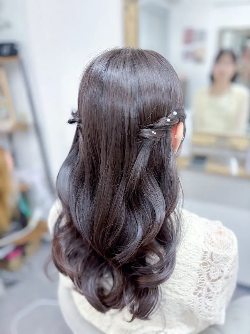 セミロング ヘアアレンジ ヘアセット ⭐︎moe 【ヘアセット🧸】のヘアスタイル