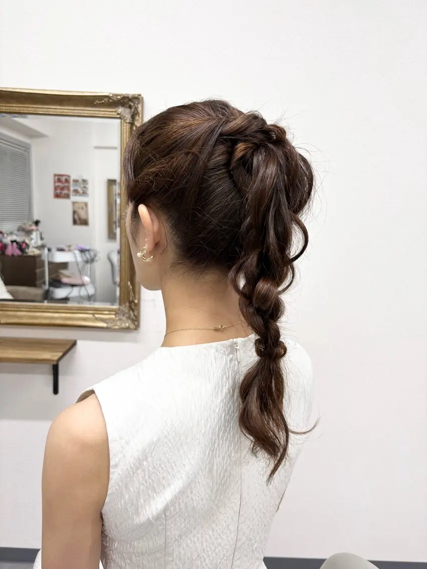 ヘアアレンジ ポニーテール ヘアセット ヘアサロン ミカヅキのヘアスタイル