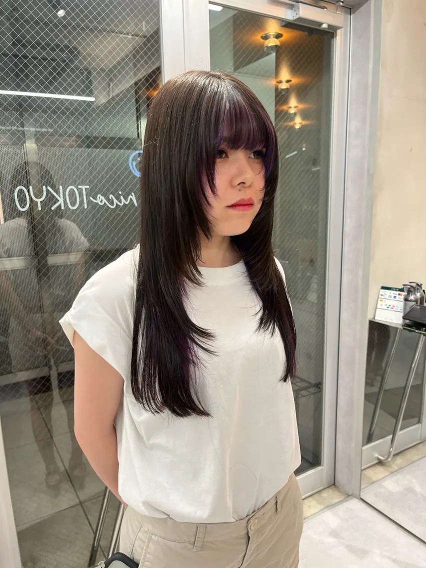 ロング カラー カット ヘアカラー トリートメント 縮毛矯正ボブ&顔まわ レイヤー♡TOMOEのヘアスタイル