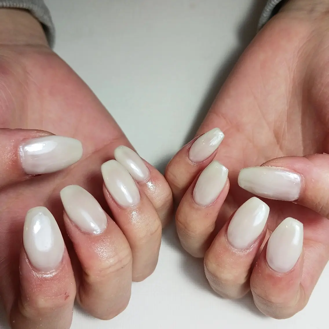 ネイル ジェルネイル ミラーネイル 持ち込み ワンカラーネイル ホワイト ハンドネイル owlnail /持込みデザイン専門のネイルデザイン