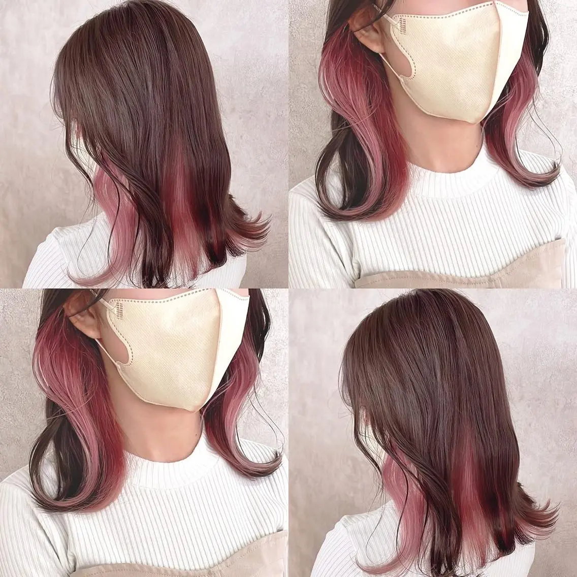 カラー ブリーチ インナーカラー ピンクカラー ヘアカラー トリートメント 渋谷:インナーカラー ／🍒エリカ🍒のヘアスタイル