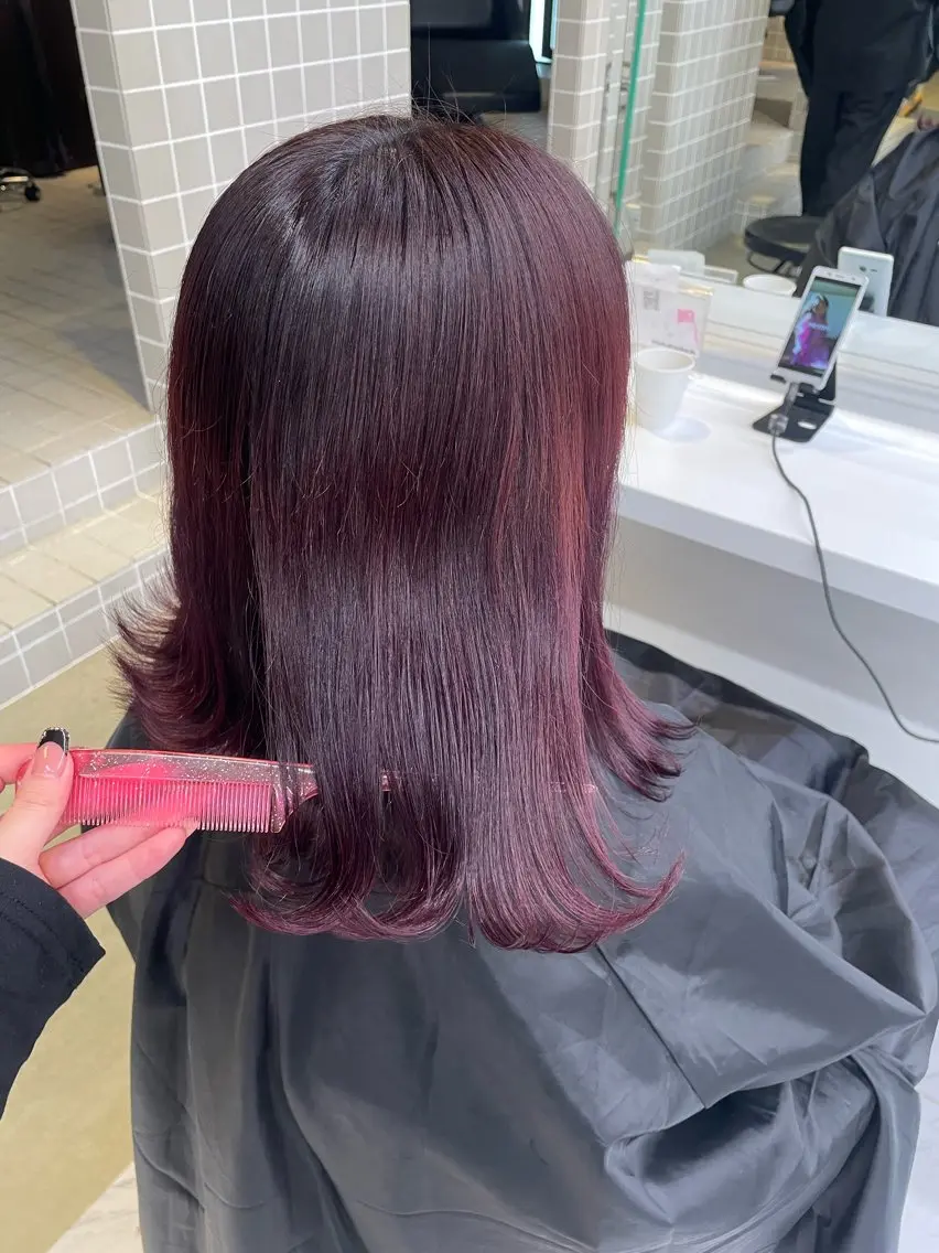 ミディアム カラー ヘアアレンジ ヘアカラー トリートメント ヘアセット 💗横浜美容室 💗HARUNAのヘアスタイル