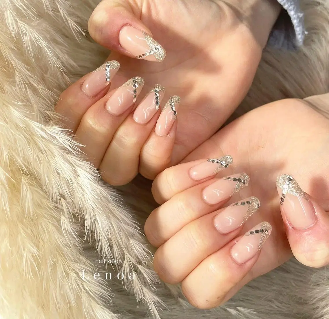 ネイル クリアネイル キラキラネイル マグネットネイル ニュアンスネイル オレンジ nailsalon Lenoaのネイルデザイン