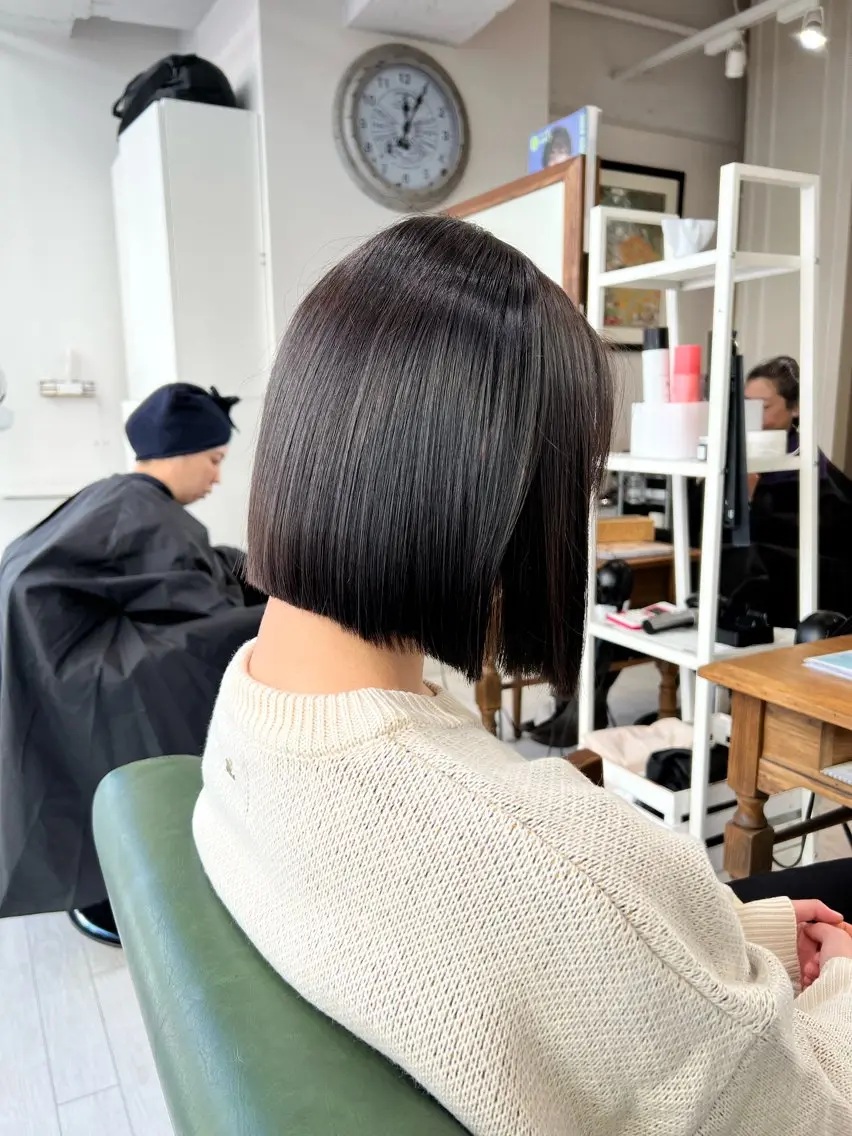 ミディアム 切りっぱなしボブ ボブ 心斎橋/エクステ /SEIYAのヘアスタイル