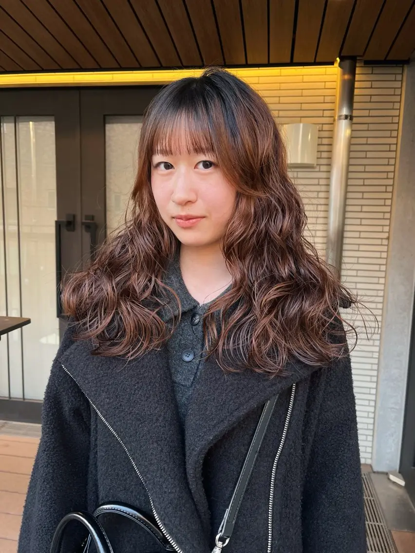 ロング パーマ デジタルパーマ カット パーマ 暖色/パーマ 🌼クニトウメイのヘアスタイル
