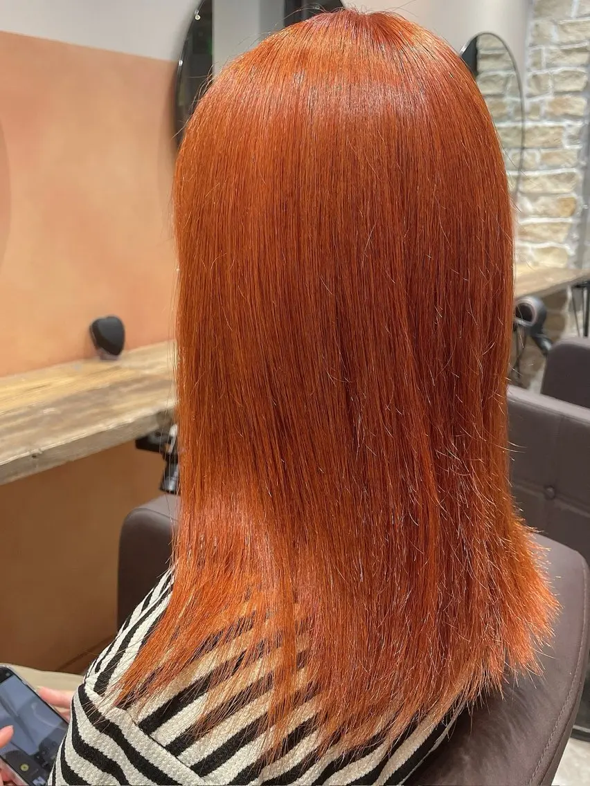 ミディアム カラー オレンジ ヘアカラー トリートメント 👾TAMURA MAAYA👾のヘアスタイル