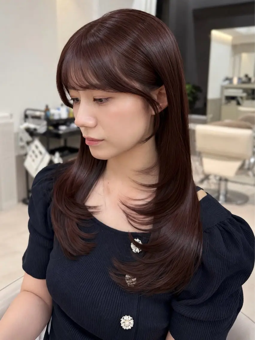 ロング カット ヘアカラー トリートメント 𝓝𝓪𝓷𝓪 くびれ/韓国風/新宿のヘアスタイル
