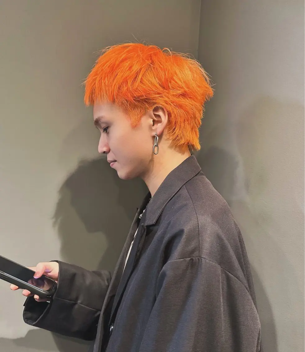 ショート カラー オレンジ 韓国風ヘア カット ヘアカラー トリートメント 🦋レイヤーカット ミドリカワ🦋のヘアスタイル