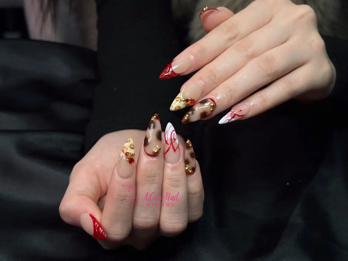 ネイル 桜ネイル 長さ出し フラワーネイル フレンチネイル ジェルネイル ACon NailSalonのネイルデザイン