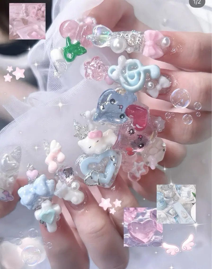 ネイル オーロラネイル ブルー フットネイル ジェルネイル 氷ネイル・うるうるネイル ハンドネイル Rin Nail 新大久保店のネイルデザイン