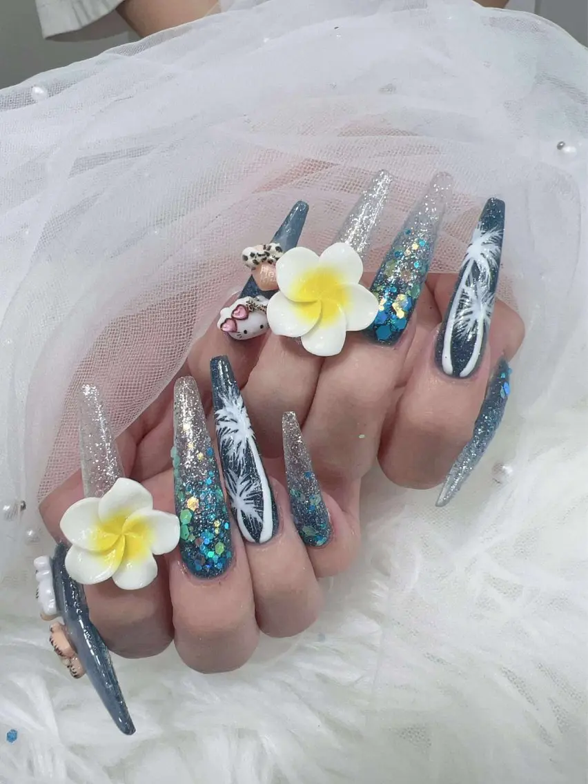 ネイル ハロウィン キラキラネイル 韓国ネイル スカルプネイル ハンドネイル MoMoA Nail ネイル長さ出し専門店のネイルデザイン