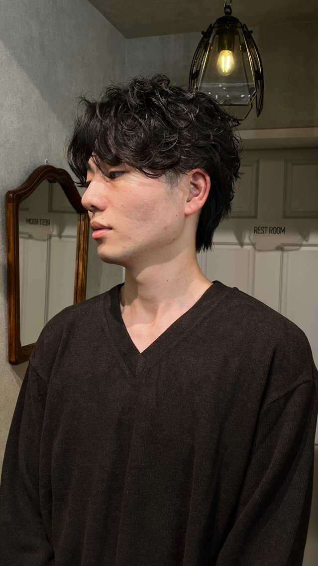 ショート メンズ キッズ メンズパーマ カット パーマ HARUKI🏔️/ メンズ/透けブラウンのヘアスタイル