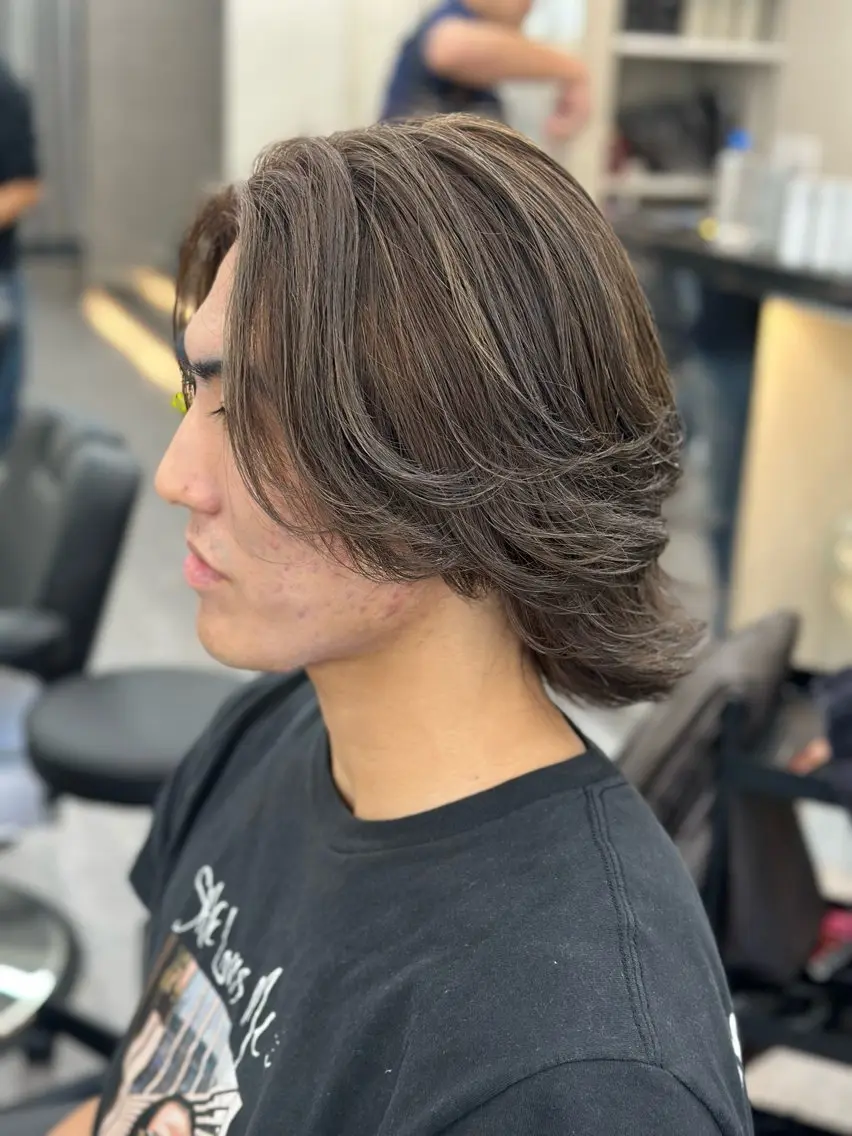 セミロング カラー メンズ カット メッシュパーマ支持率 ◎大宮/隼也のヘアスタイル