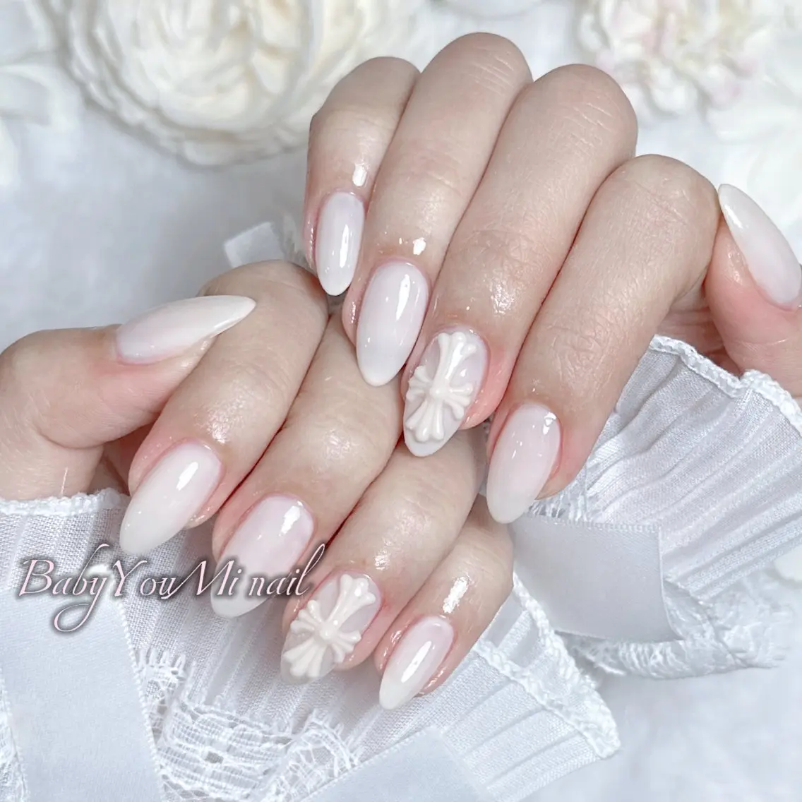 ネイル オーロラネイル チークネイル 成人式 フットネイル フレンチネイル ハンドネイル BabyYouMi nailのネイルデザイン